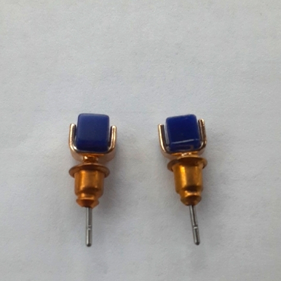 Jewelry - Blue and Gold Tone Stud Earrings